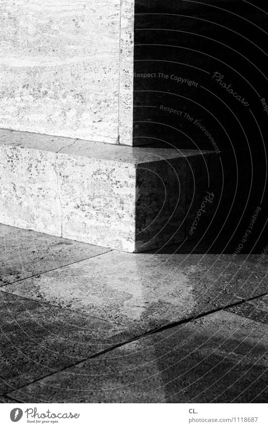 corners and edges Wall (barrier) Wall (building) Ground Corner Stone Dark Sharp-edged Bright Contrast Black & white photo Exterior shot Close-up Detail Deserted