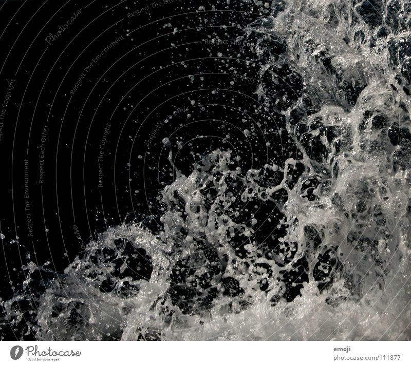 sprayed White crest Ocean Wet Effervescent Cold Dark Waves Break water Coast Dangerous Testing & Control Water spray water sea Inject Black & white photo B/W