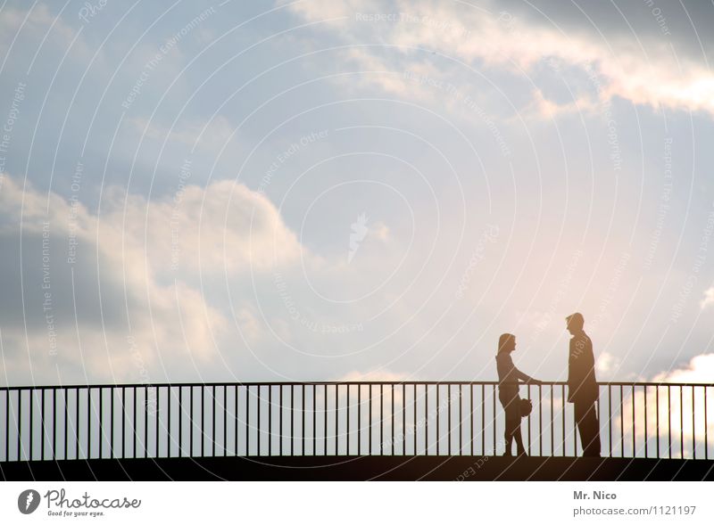 lovestory 3 Lifestyle Leisure and hobbies Trip Masculine Feminine Couple Partner 2 Human being Environment Sky Clouds Sunlight Beautiful weather Town Bridge