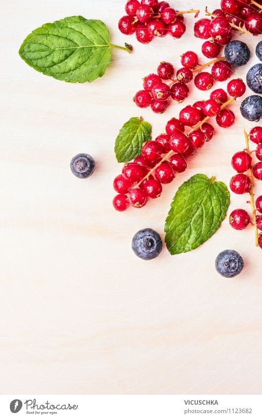 Red currants with blueberries and mint Food Fruit Dessert Nutrition Breakfast Style Design Healthy Eating Life Summer Garden Table Kitchen Nature