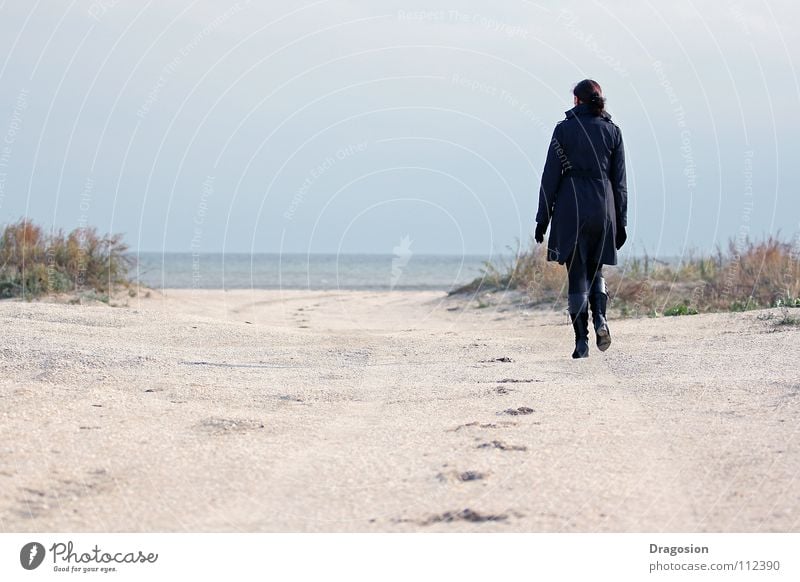 return Beach Work and employment Emotions solitaire woman Sand sea steps walking elegance Elegant