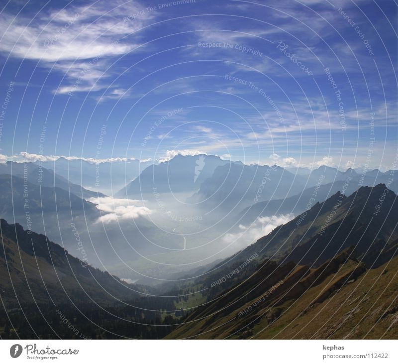Once upon a time in the alps II Clouds Fog Switzerland Vantage point Longing Peak Wanderlust Eternity Canton Glarus Mountain Dart Alps Sky Far-off places