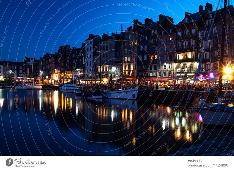 nightlife Lifestyle Vacation & Travel Tourism City trip Summer Summer vacation Night life Night sky Honfleur Normandie France Town Port City Old town Populated