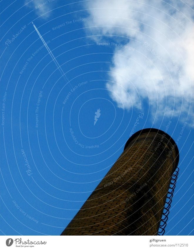 smoke signs & line guidance Clouds Vapor trail Line Smoke signal Bad weather Tall High-rise Speed Industry Sky Aviation Chimney cloud Blue up and away