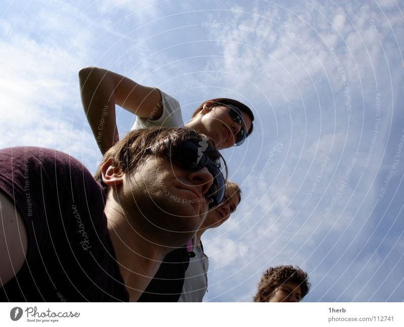 rigor mortis Sunglasses Worm's-eye view Watchfulness Looking Group Sky PeopleCool Exterior shot