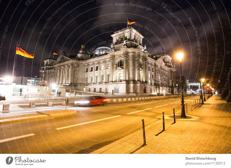 Reichstag at night Sky Clouds Capital city Downtown Manmade structures Architecture Landmark Road traffic Car Movement Education Berlin Politics and state