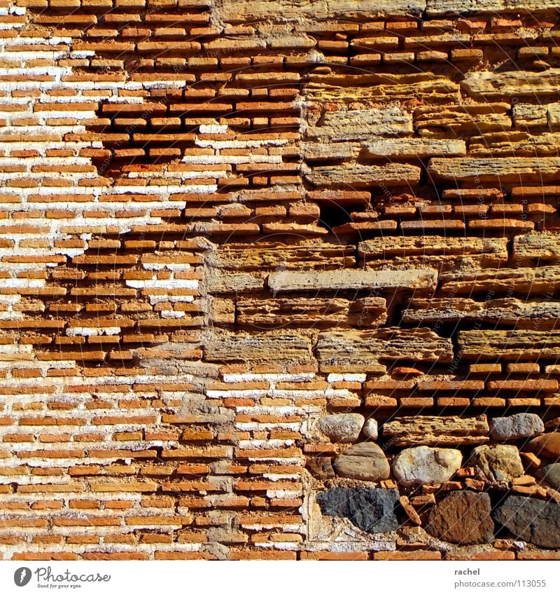 Wallpaper Special Moorish Wall (barrier) Craft (trade) Manmade structures Ruin Historic Building Brick Interlaced Lie Mortar Natural stone Rubble Loam