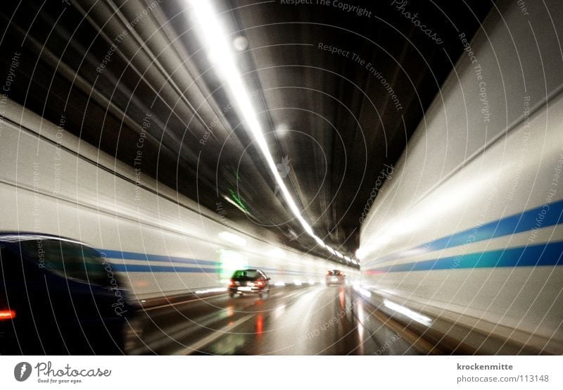 Hunting for Lost Time II Haste Tunnel Highway Switzerland Driving Rear light Vehicle Overtake Median strip Transport Commuter Car driver Home Speed Speed limit