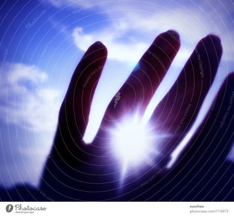 ring of sun Sunbeam Light Violet Clouds Hand Fingers Ring finger Celestial bodies and the universe Bright Blue Sky ring on finger