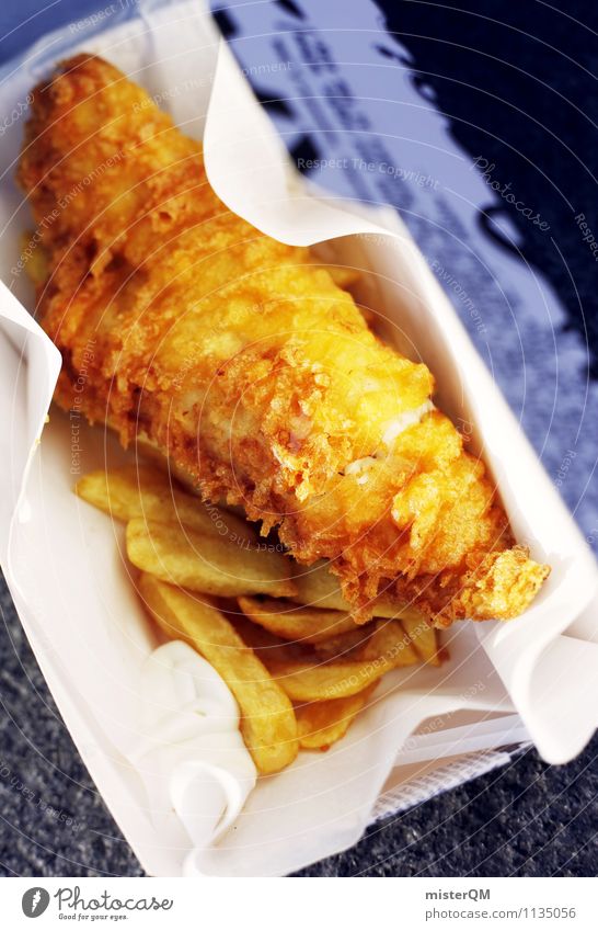 Fish'n'chips. Art Esthetic London Fish and chips Food photograph Unhealthy Rich in calories French fries Delicious Appetite Colour photo Subdued colour