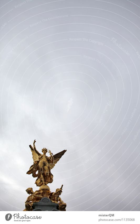 Grey-gold. Art Esthetic Statue Gold Bad weather Clouds London Great Britain Success Colour photo Subdued colour Exterior shot Detail Abstract Deserted