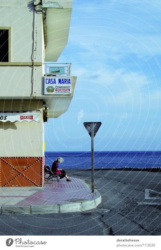 Silent moment Ocean Vacation & Travel Relaxation Gomera Places Woman Traffic infrastructure Communicate quiet moment Architecture