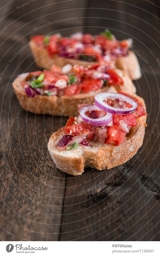 bruschetta Food Vegetable Dough Baked goods Bread Herbs and spices Cooking oil Onion Tomato Garlic Basil Nutrition Lunch Dinner Buffet Brunch Vegetarian diet