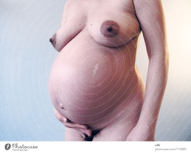 pregnant III Woman Naked Pregnant Feminine Baby bump Hand Posture Side Multiple Development Time Growth Occur Together Embryo Mother Round Visible Beautiful