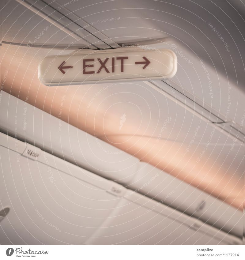 - EXIT Vacation & Travel Far-off places Summer Summer vacation Transport Aviation Airplane Passenger plane Airport Departure lounge In the plane Pilot Sign