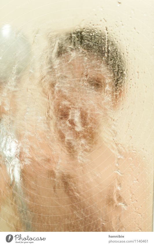 wet clean Swimming & Bathing Bathroom Human being Child 1 Fresh Wet Brown Silver White Naked Bathtub Shower (Installation) Shower head Water Colour photo