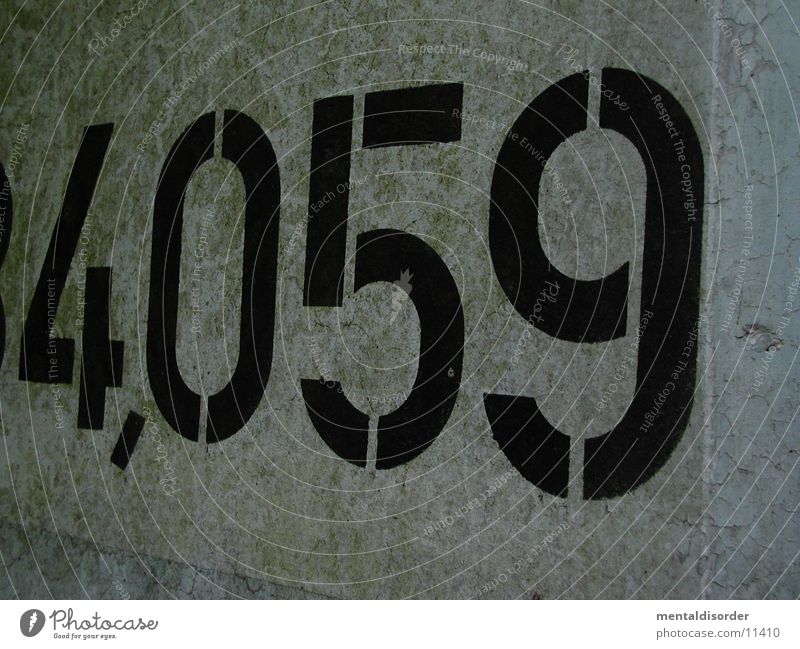 4,059 Digits and numbers Concrete Comma Empty Typography Characters Wall (barrier) Photographic technology printed Colour Structures and shapes
