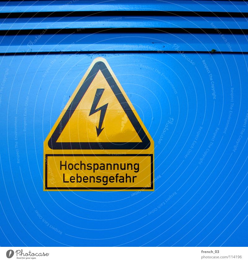 tension Electricity Dangerous Danger of Life Disastrous Yellow Power Black Generator Transformer Live Signs and labeling Warn Label Stress Electrical equipment