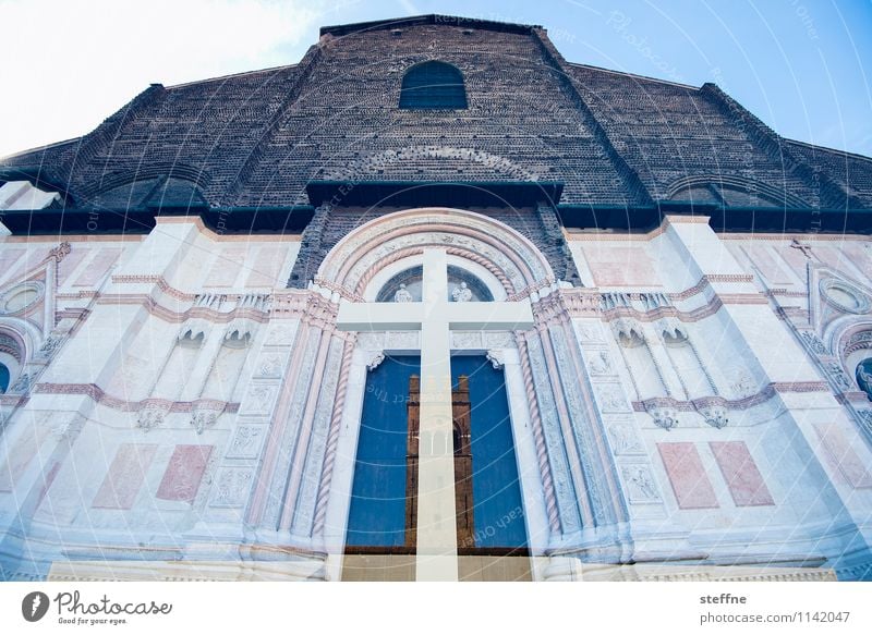 Ascension Bologna Italy Town Church Dome Palace Tourist Attraction Religion and faith Double exposure Christian cross The Assumption Easter Marble Colour photo
