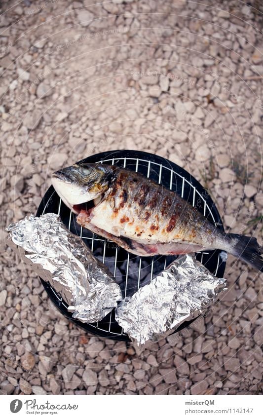 Grilled fish I Animal Adventure Fish Barbecue (event) Barbecue (apparatus) Charcoal (cooking) BBQ season Barbecue area Vacation photo Delicious Healthy Eating