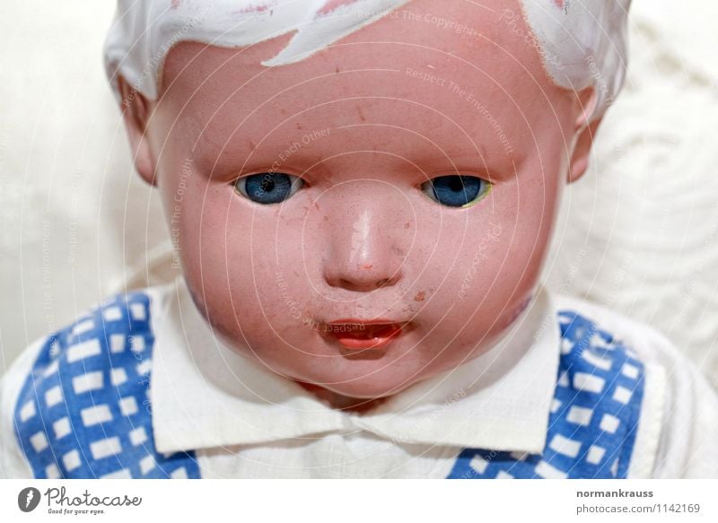 doll Toys Doll Plastic Retro doll's head doll's face old doll doll portrait Facial expression Head Colour photo Interior shot Copy Space bottom Day Flash photo