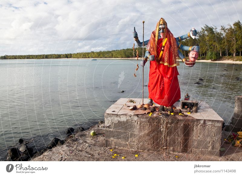 Statue of Indian deity Kali in Mauritius Sightseeing Ocean Island Art Sculpture Religion and faith Colour photo Multicoloured Exterior shot Deserted
