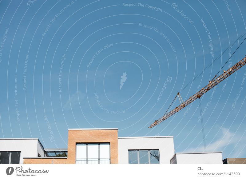 blue construction Construction site Cloudless sky Weather Beautiful weather House (Residential Structure) Building Architecture Wall (barrier) Wall (building)