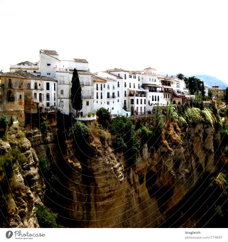 Ronda (Spain) Colour photo Exterior shot Copy Space top City trip Mountain House (Residential Structure) Rock Canyon Europe Town Tourist Attraction Brown White