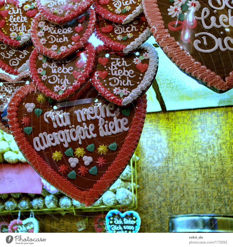 herzilein Gingerbread Popcorn Heart Sweet Candy Fairs & Carnivals Sugar Nutrition Kissing Song Cotton candy Joy Cake Baked goods Oktoberfest Love