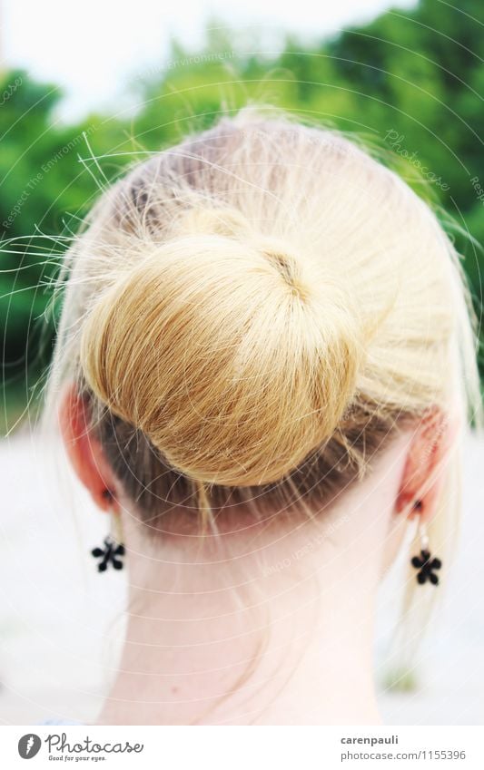 bun Style Feminine Young woman Youth (Young adults) Hair and hairstyles 1 Human being 18 - 30 years Adults Beautiful weather Earring Blonde Braids Glittering