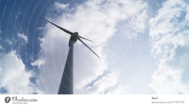 windmill Technology Advancement Future Energy industry Renewable energy Wind energy plant Sky Clouds Beautiful weather Blue White Energy technology Electricity