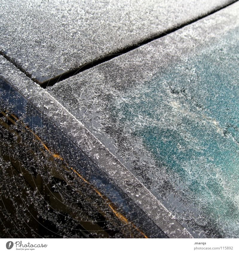 Sealed Winter Cold Cooling Surface Scratch Freeze Frozen White Turquoise Black Transience Frost Ice Window pane Glass Car Metal