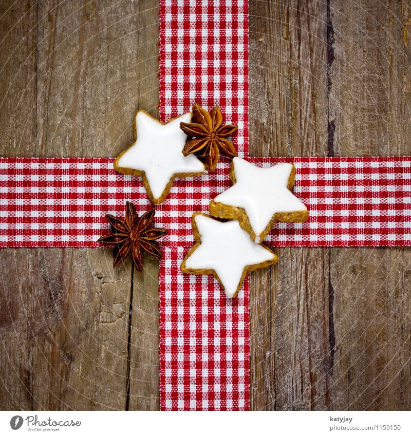 cinnamon stars Star cinnamon biscuit Christmas & Advent Cookie Christmas biscuit Star aniseed Cinnamon Aromatic Card Wood Wooden table December Herbs and spices