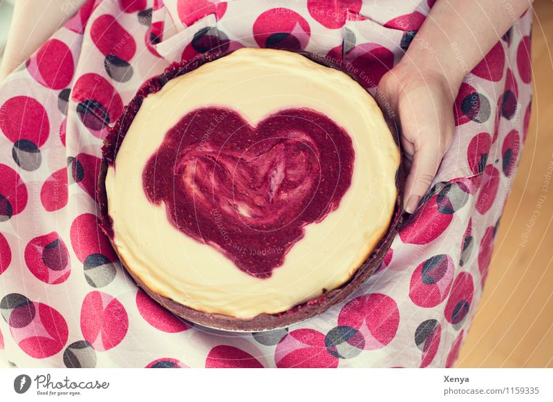 for you Cake Kitchen Feminine Woman Adults 1 Human being 18 - 30 years Youth (Young adults) Yellow Red Love Romance Heart Mother's Day Valentine's Day Donate