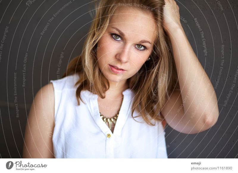 golden Feminine Young woman Youth (Young adults) Face 1 Human being 18 - 30 years Adults Beautiful Colour photo Exterior shot Neutral Background Day