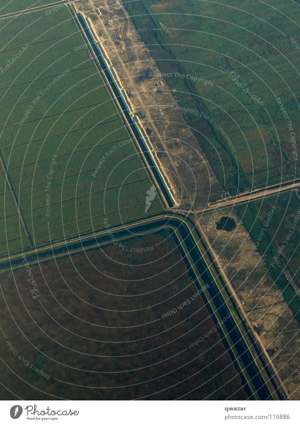 landscape Nutrition fields irrigation Air airplane from above water growing geometry