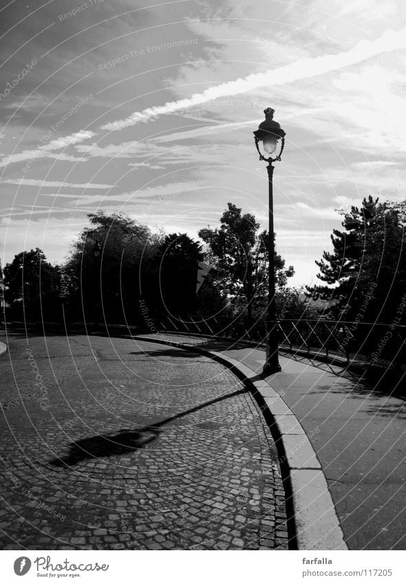 Paris-C'est chic Town Lantern Light Dark B/W Black & white photo Shadow Bright Sky Street