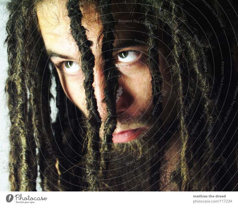 today Dreadlocks Felt Long Dark Vessel Man Masculine Strong Threat Shoulder Concealed Nerviness Visual spectacle Shadow play Anger Facial expression Emotions
