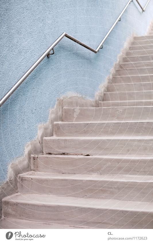 staircase Wall (barrier) Wall (building) Stairs Banister Sharp-edged Blue Gray Perspective Lanes & trails Target Colour photo Exterior shot Deserted Day
