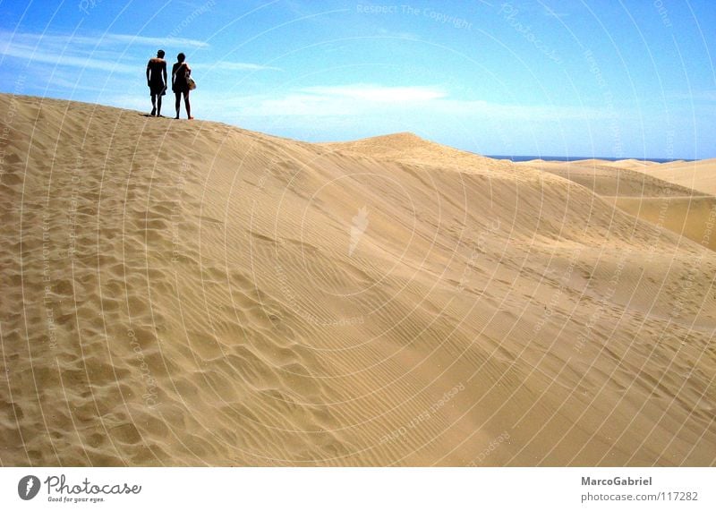 Off to the beach Beach Ocean Footprint Physics Vacation & Travel 2 Earth Sand Beach dune Blue sky Tracks Warmth