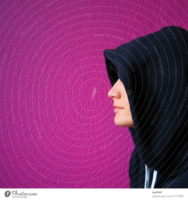 Profi(l) Woman Cap Sweater Clothing Grief Pink Wall (building) Silhouette Stand Half Multicoloured Human being Wait Sadness Face Profile Nose Side Fatigue Mouth