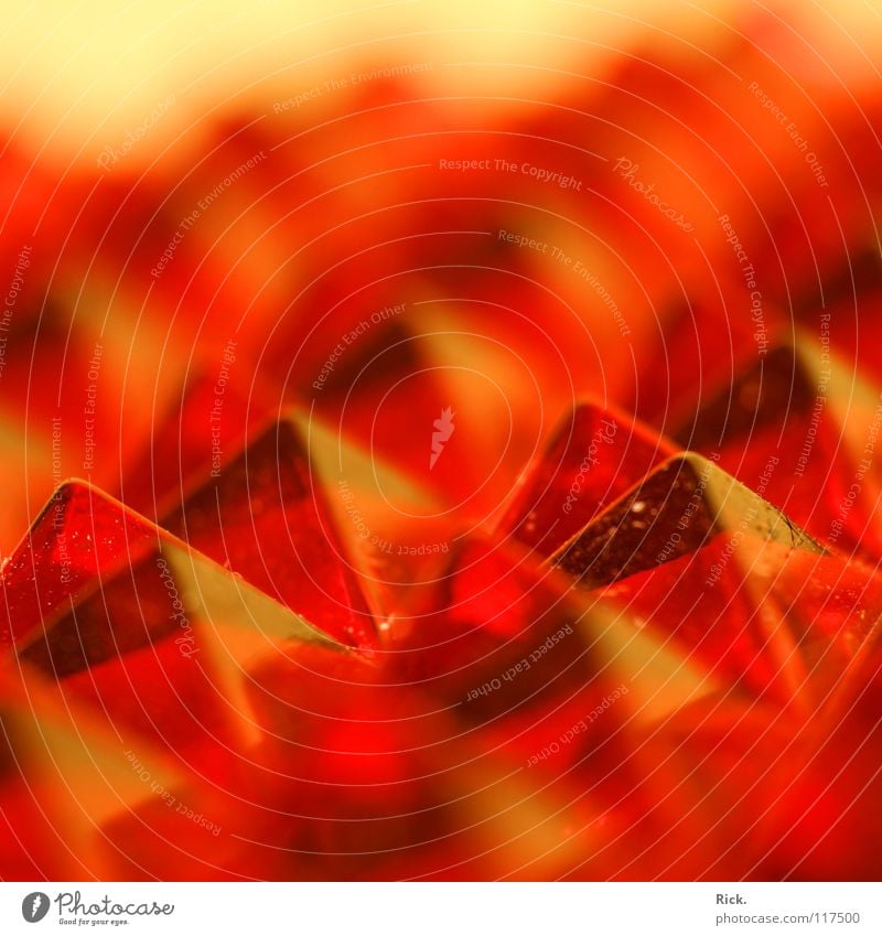 Valley of Reflector Pyramids. Red Sharp-edged Corner Mirror Transparent Light Near Blur Macro (Extreme close-up) Close-up Colour Glass Plastic Copy Space top