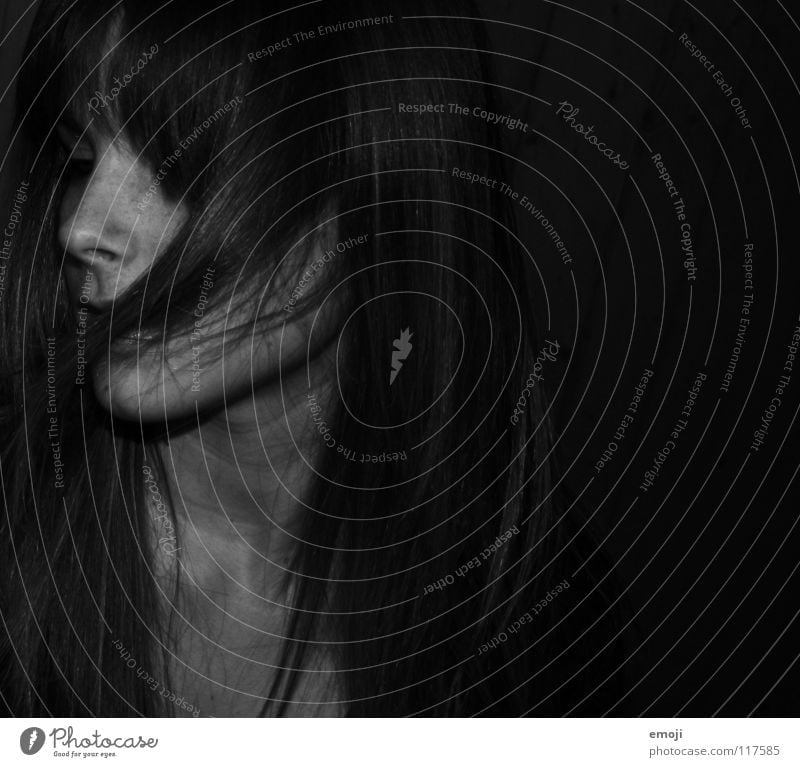 hairy series Woman Black White Portrait photograph Concealed Beautiful Beauty Photography Dark Side Silhouette Black & white photo janine bw B/W