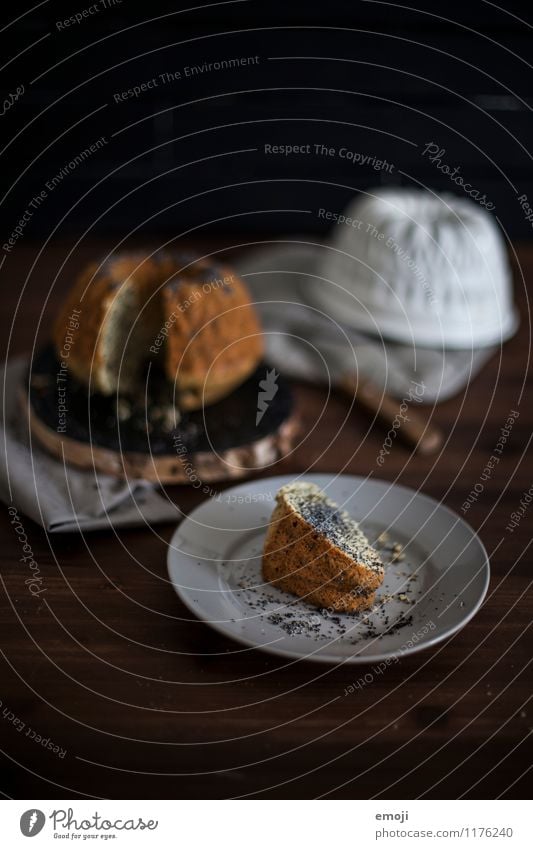 piece of cake Cake Dessert Candy Gugelhupf Nutrition Slow food Crockery Fragrance Dark Delicious Sweet Colour photo Subdued colour Interior shot Deserted Day