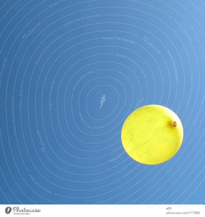 Air In The Air Summer Birthday Aviation Sky Weather Balloon Blue Yellow Hover Sky blue Point Colour photo Subdued colour Multicoloured Exterior shot Abstract