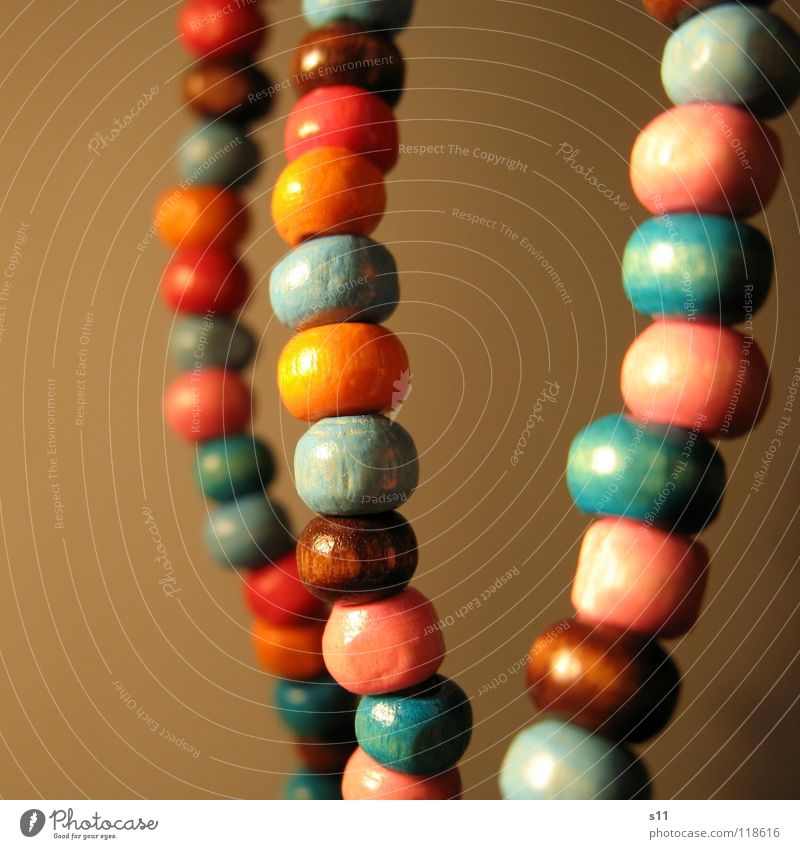 ornamental Luxury Decoration Jewellery Wood Blue Brown Pink Pearl necklace Wooden bead Neck Chain Orange distortion Close-up Macro (Extreme close-up)
