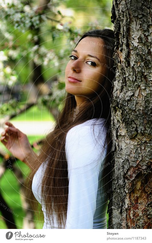 bulgarian woman with charming smile in park Human being Feminine Woman Adults Body Head Face Eyes Ear Nose Mouth Lips Hand 1 18 - 30 years Youth (Young adults)