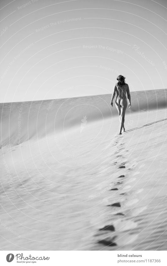 randonnée Art Adventure Esthetic Contentment Woman Emancipation Woman's leg Woman's body Womens back Desert Walking Going Nude photography Naked Naked flesh
