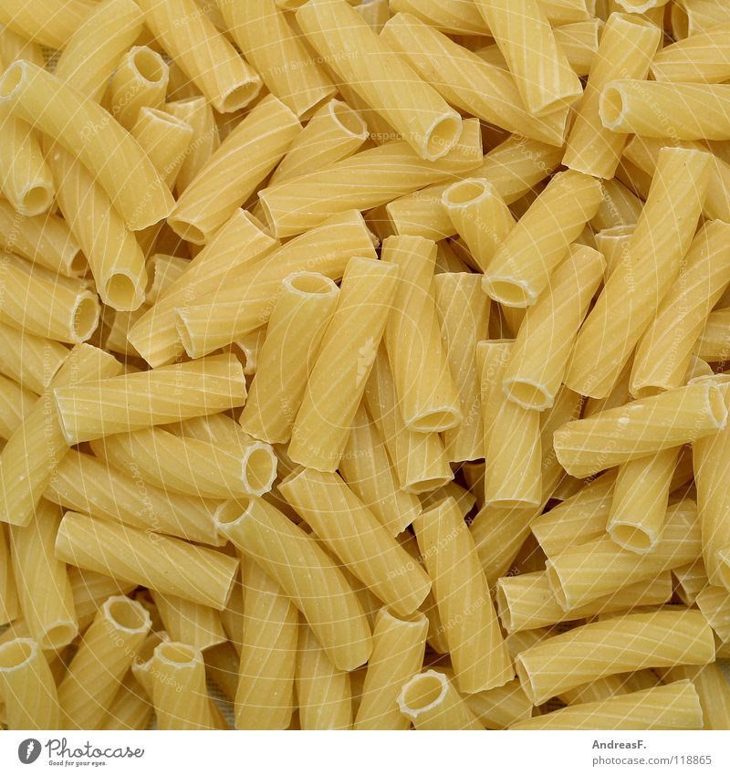 pasta Noodles Dough Carbohydrates Nutrition Fatty food Raw Hard Firm to the bite Cooking Kitchen Food Vegetarian diet macaroni Energy industry rigatoni Italy
