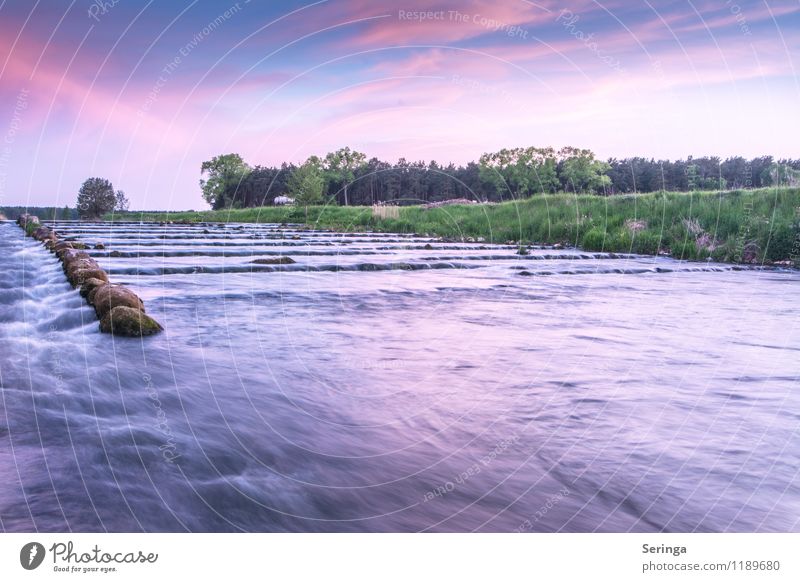 Fish ladder in the blue hour Relaxation Calm Vacation & Travel Waves Environment Nature Water Drops of water Clouds Horizon Sunrise Sunset Spring Summer Meadow